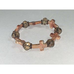 Peach Marble Stone Stretch Beaded Repeat Bracelet GORGEOUS